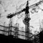 black and white construction crane